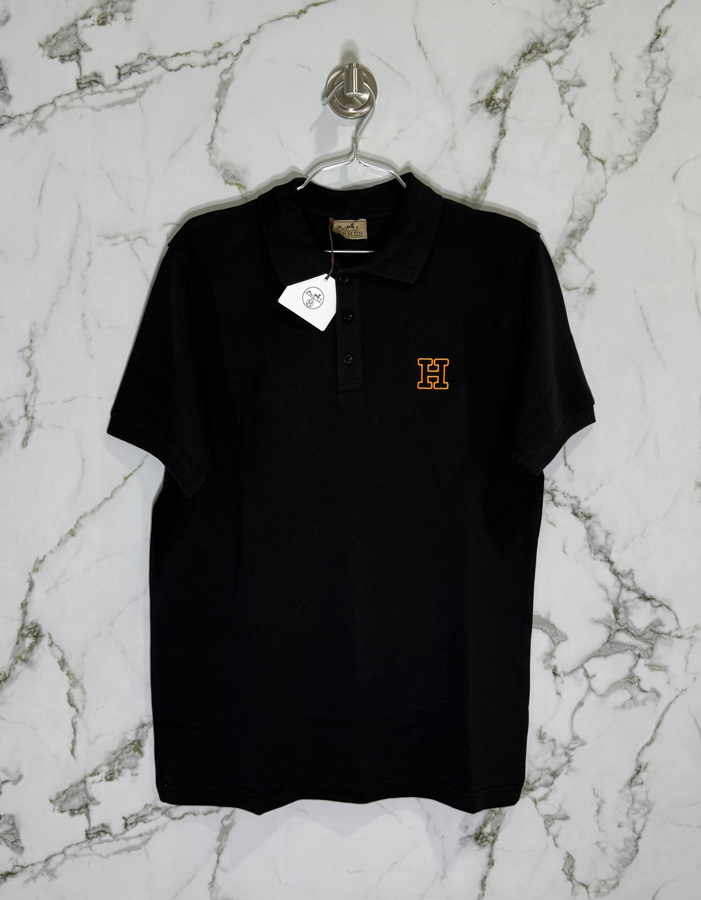 HERMES Tipo Polo Algodon Negro