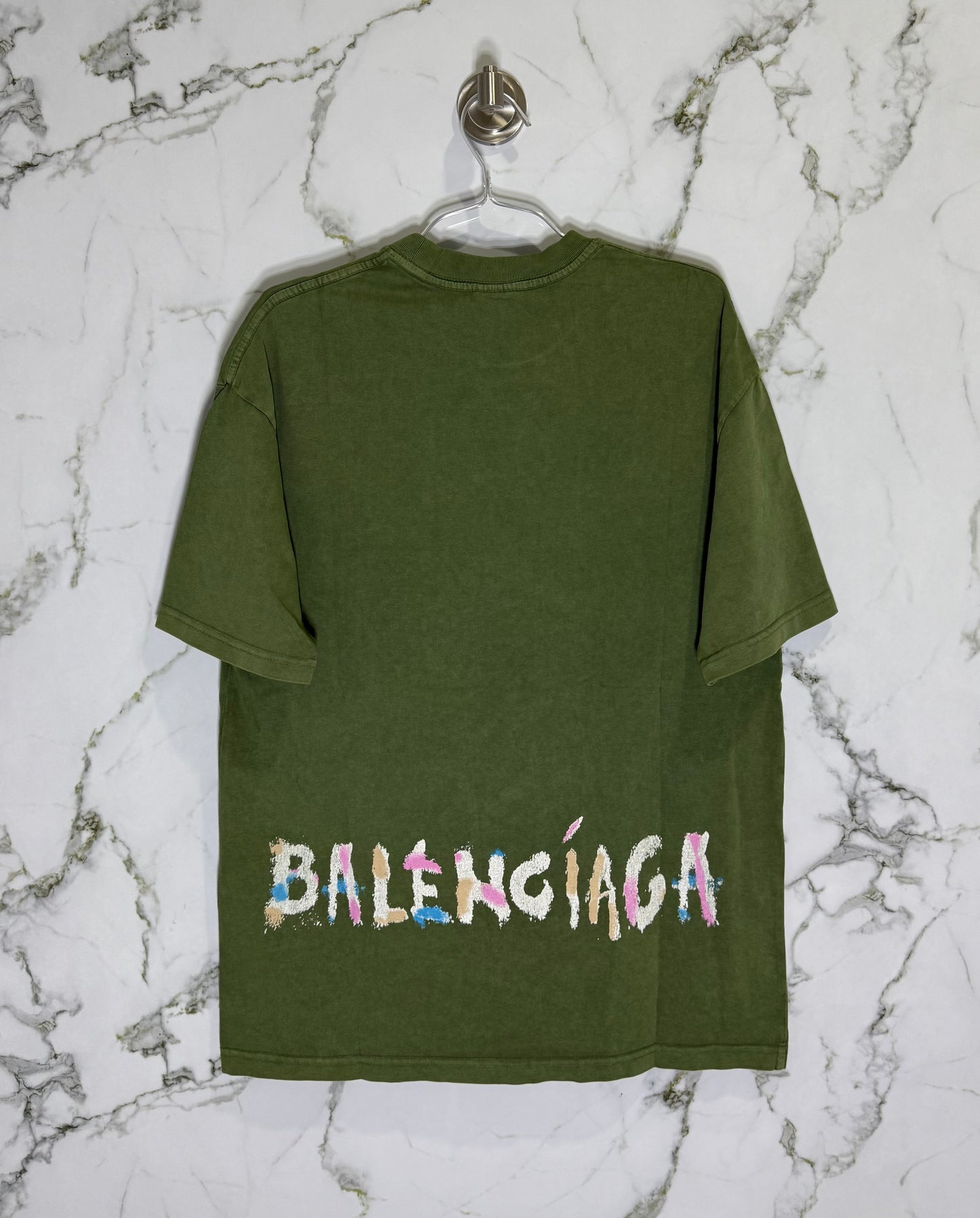 BALENCIAGA 100% Algodon Acid Wash Verde
