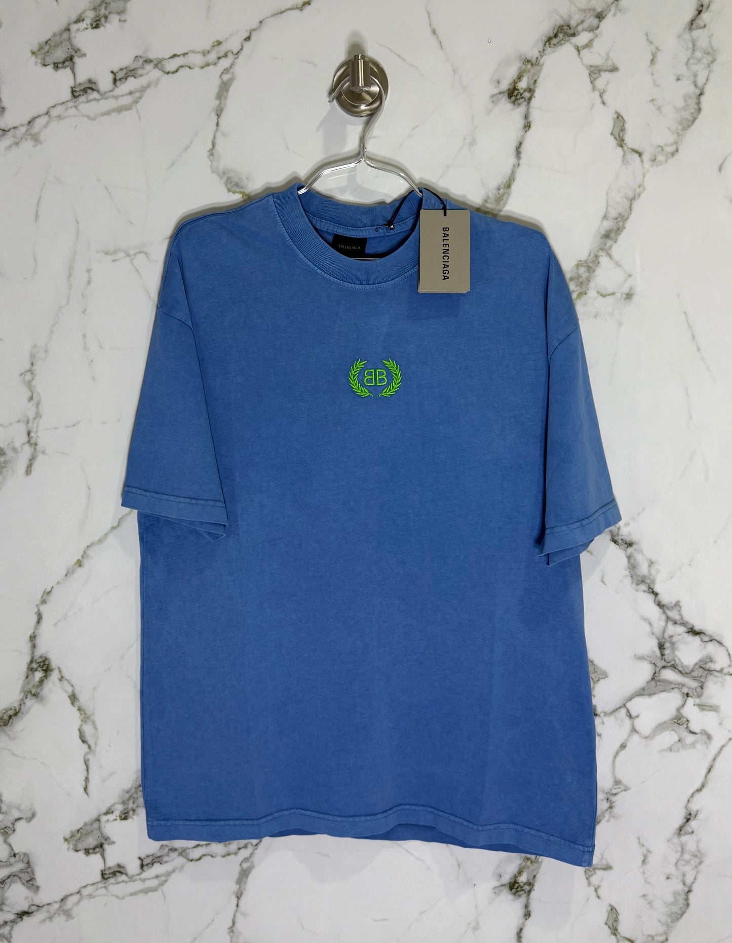 BALENCIAGA 100% Algodon Acid Wash Azul