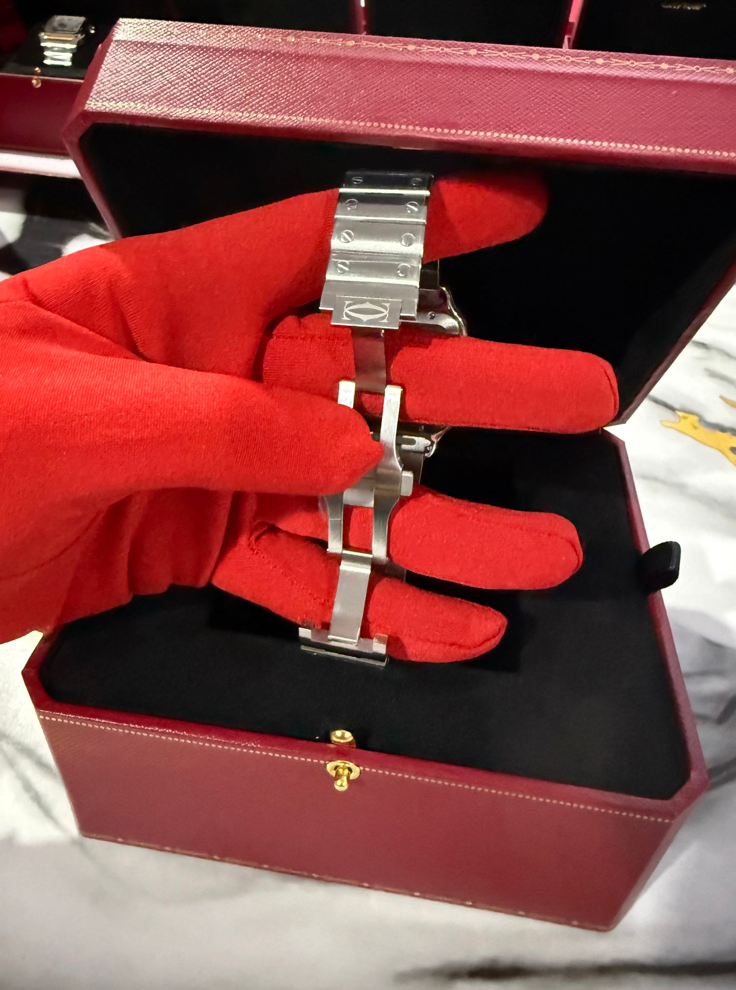 Reloj Santos De Cartier Large Esfera con Diamantes de laboratorio Moissanitas