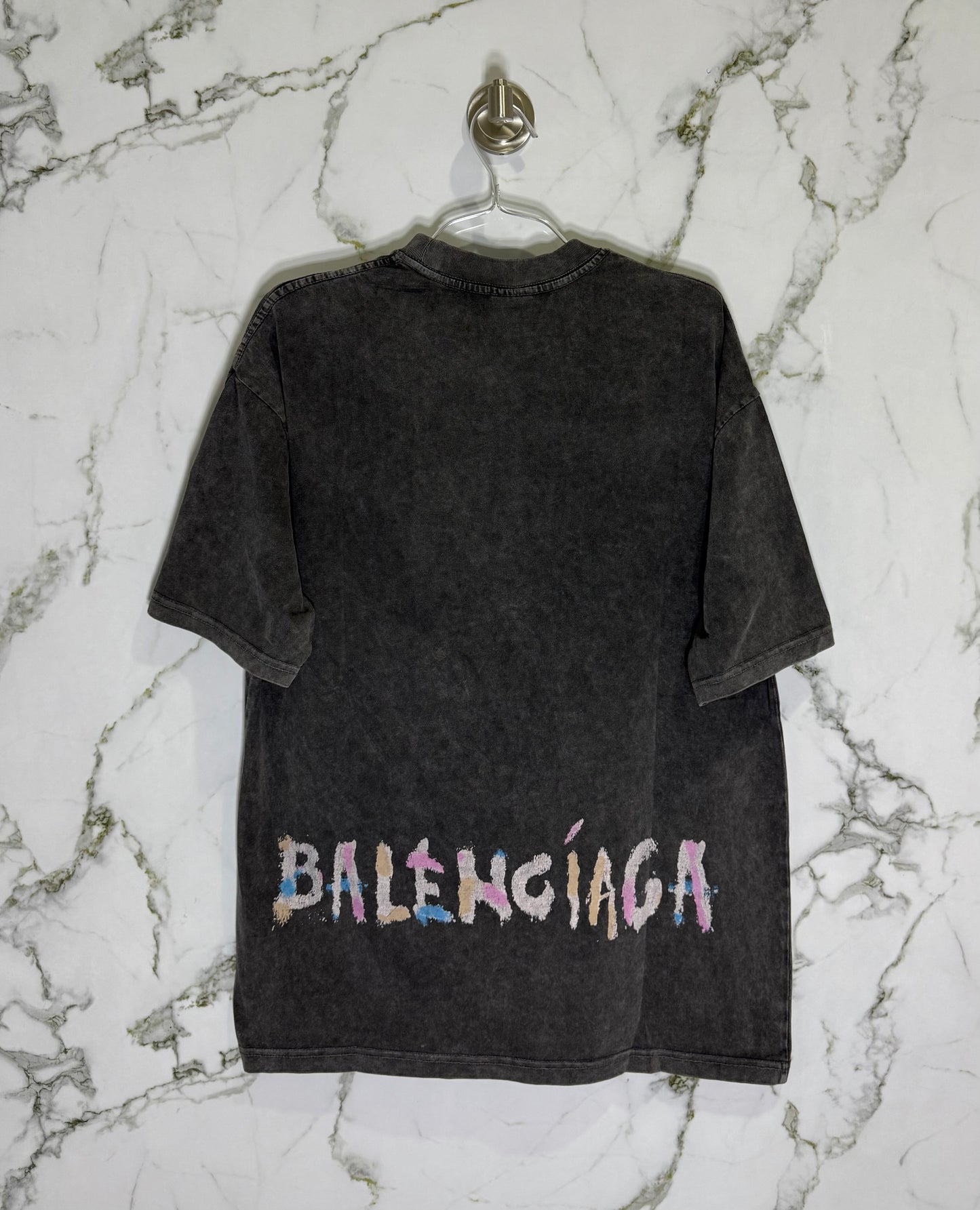 BALENCIAGA 100% Algodon Acid Wash Negro
