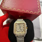 Reloj Santos de CARTIER Bitono Full Ice Large con Numeros Arabes
