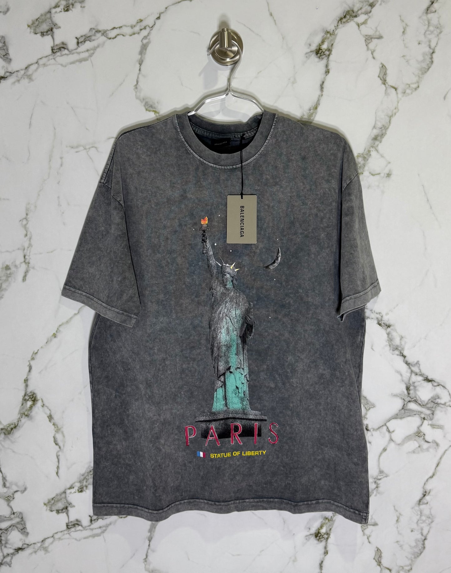 BALENCIAGA 100% Algodon Acid Wash Gris