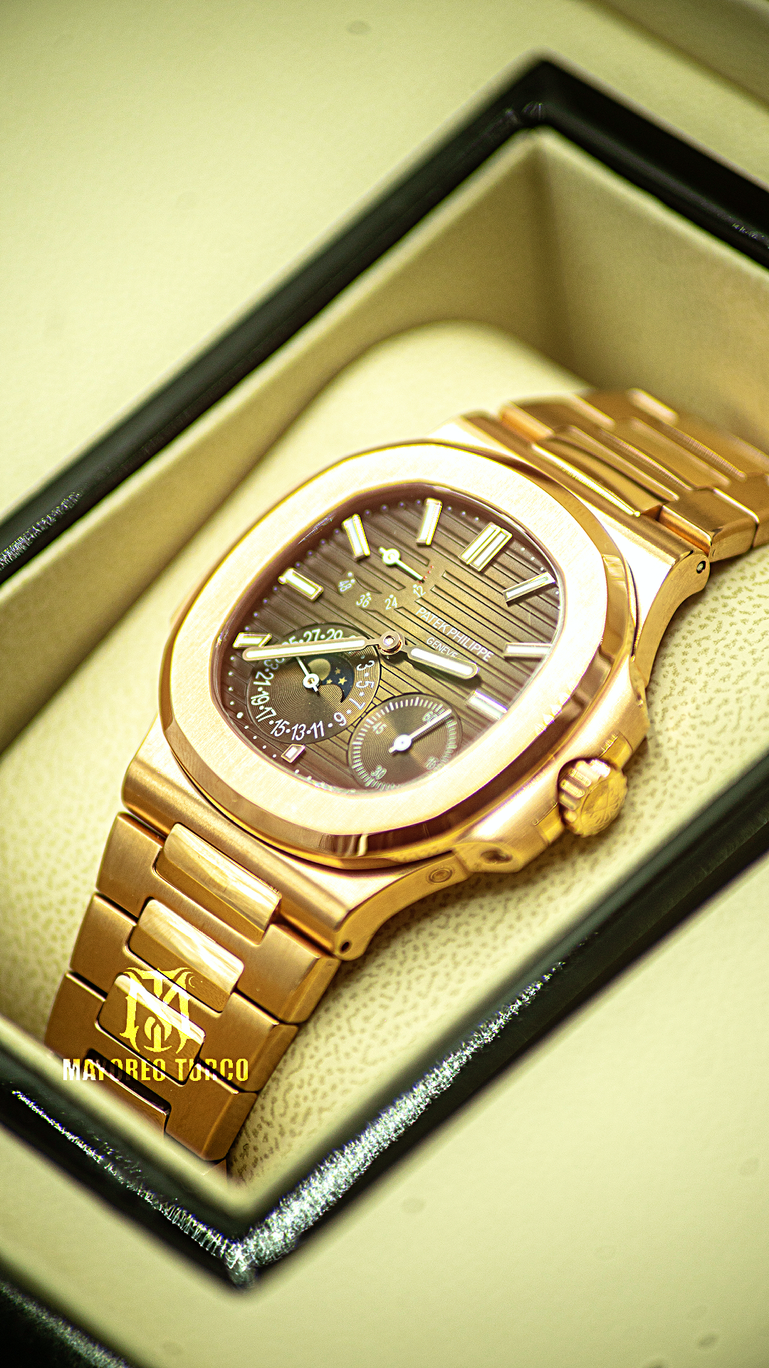 Patek Philippe Nautilus Moonphase Rose Gold Brown Dial